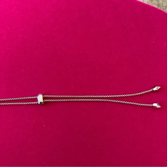 Kendra Scott Brett Necklace Blue Apatite Stone Cubic Zirconia Lariat Adjustable - Picture 5 of 6